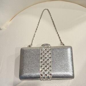 Chic Silver Clutch with Chain Strap